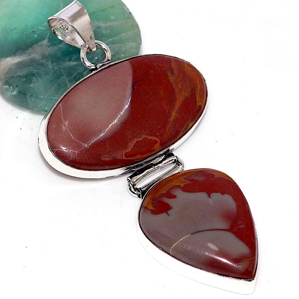 Sterling Silver Noreena Jasper Gemstone Pendant Necklace Ethic Boho Tribal